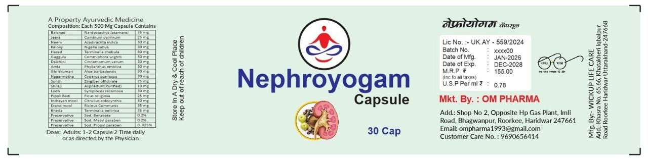 Nephroyogam Capsule 500 mg | Ayurvedic Kidney & Urinary Tonic | For Renal Disorders, Ashmari (Kidney Stone) & Urinary Problems नेफ्रोयोगम कैप्सूल 500 मि.ग्रा. | आयुर्वेदिक किडनी व मूत्र स्वास्थ्य टॉनिक | अश्मरी (पथरी), मूत्र विकार एवं गुर्दे के रोगों के लिए
